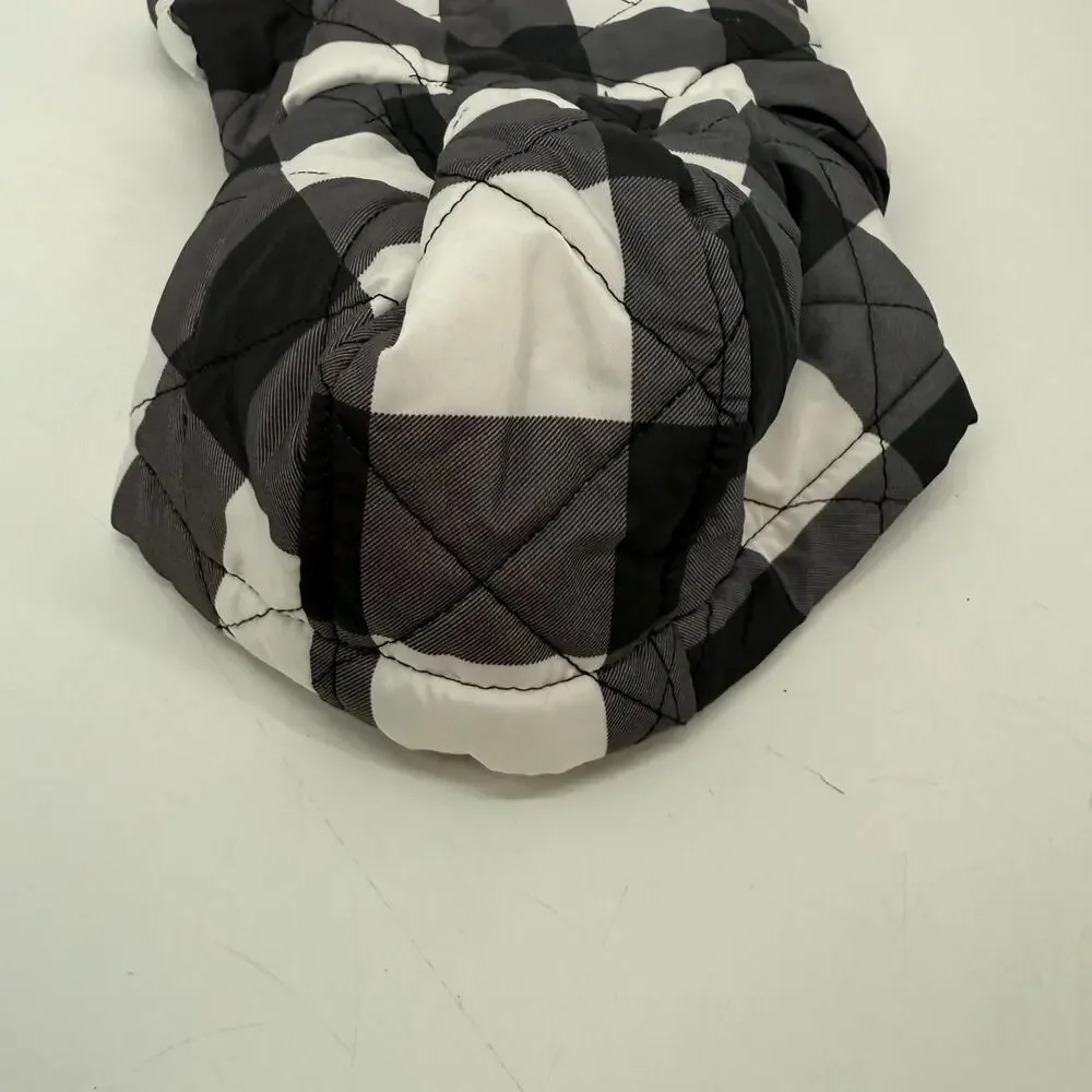 Barkley & Finn Dog Jacket Size S Black White Buffalo Check Hooded Lined Quilted